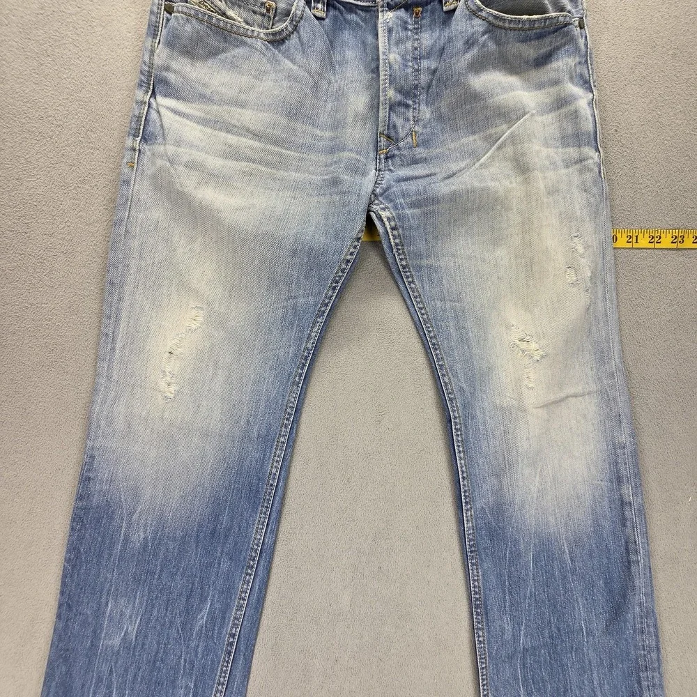 Diesel Jeans Mens 29x32 Blue Safado Regular Slim Straight Altered Hem 0810N